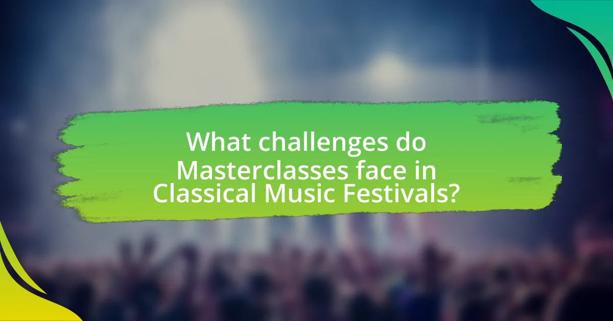 What challenges do Masterclasses face in Classical Music Festivals?
