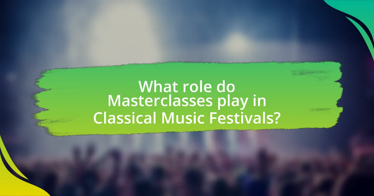 What role do Masterclasses play in Classical Music Festivals?